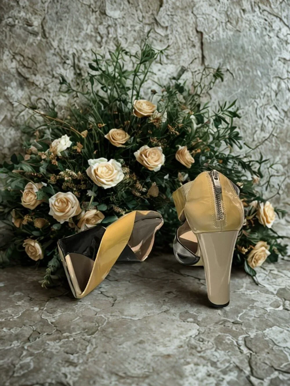 Vince Camuto Tan, Black and Cream Opened Toe Pump - Never Worn - Picture 2 of 3
